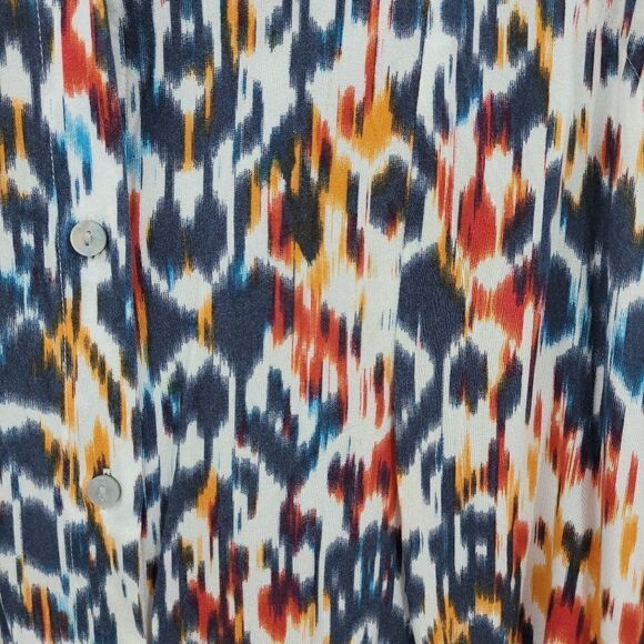 Womens Faded Glory Dress Button Down Shirt Pockets Multicolor Ikat  Sz L - Picture 4 of 6